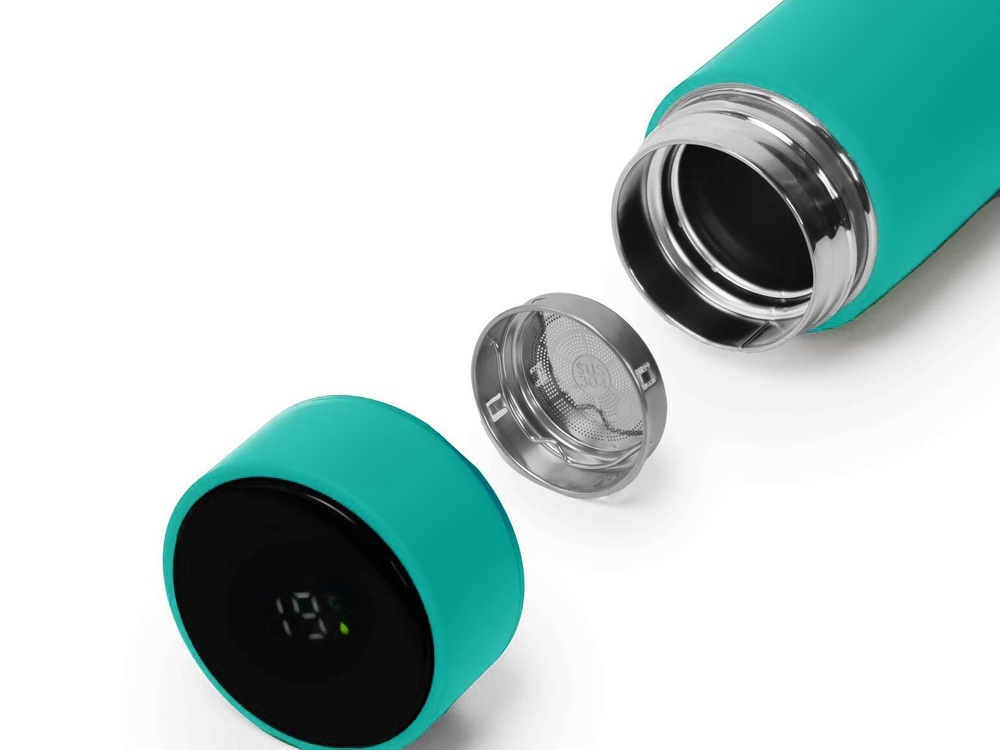 Термос FAMILY MARK LED, индикатор, soft touch