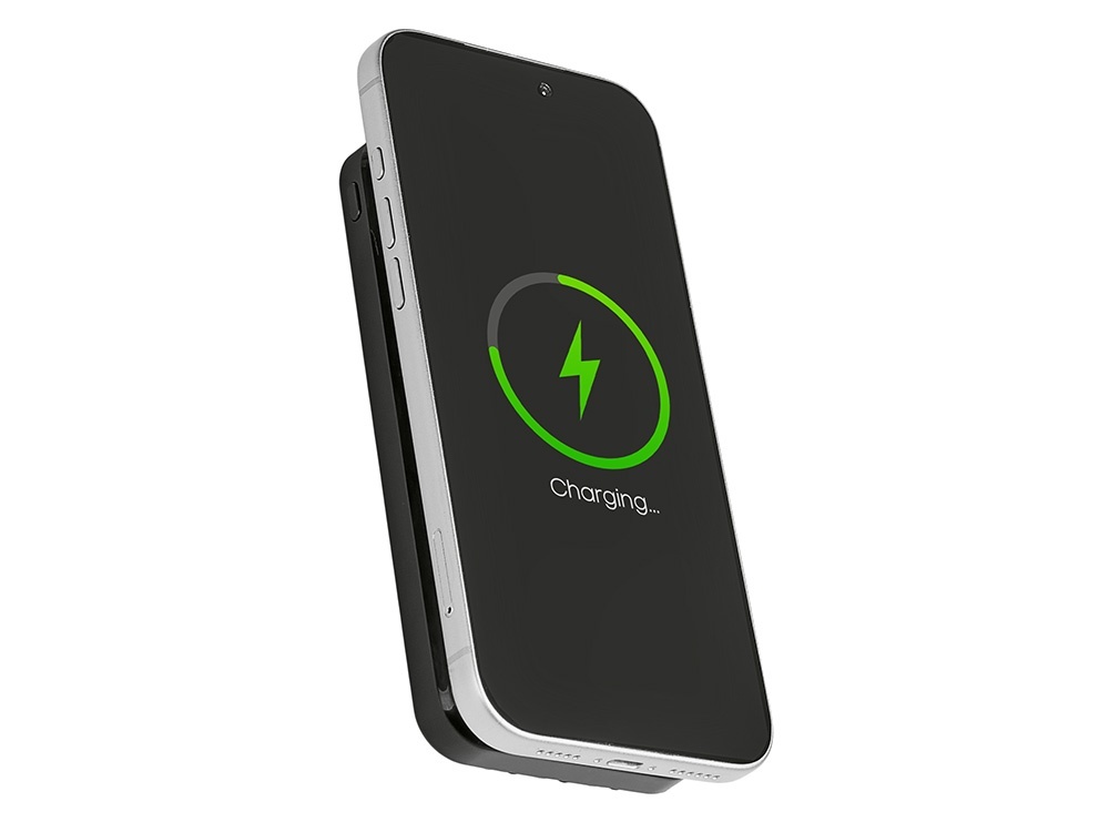 Магнитный беспроводной внешний аккумулятор со встроенными кабелями Мэни, 10000 мАч