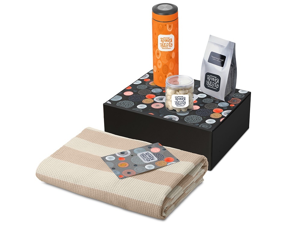 Подарочный набор Re:y. Warm с пледом, термосом и чаем