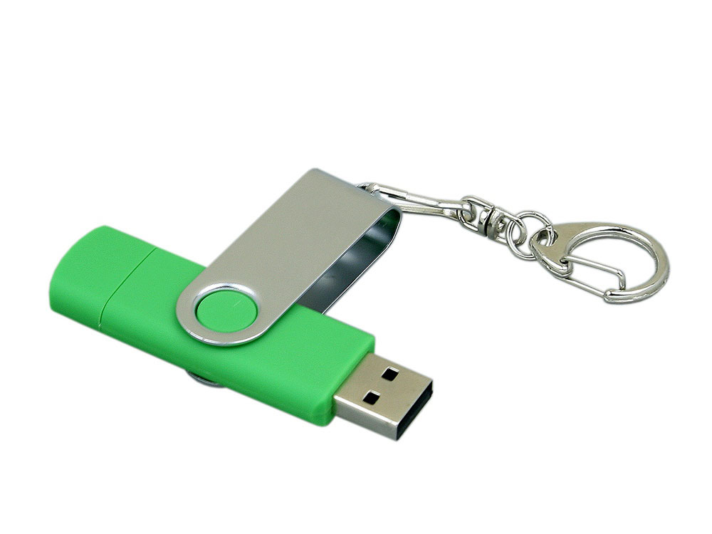 Флеш-накопитель 32 ГБ с поворотным USB 2.0 и Micro USB разъёмом