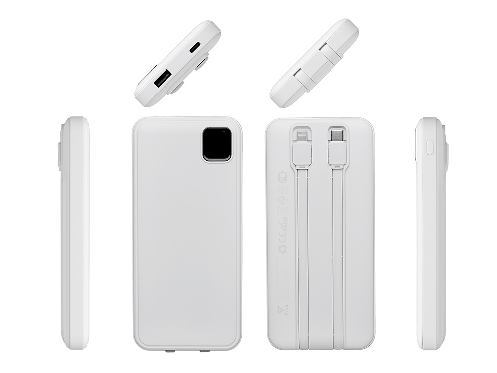 Внешний аккумулятор со встроенными кабелями Фрэйм, 10000мач