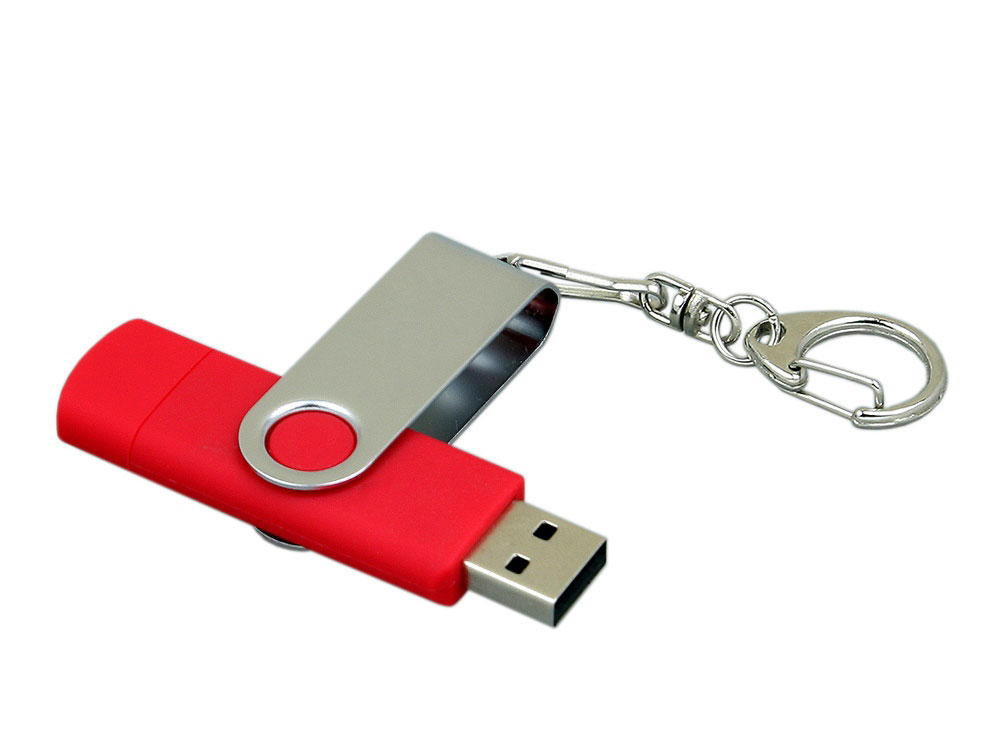 Флеш-накопитель 32 ГБ с поворотным USB 2.0 и Micro USB разъёмом