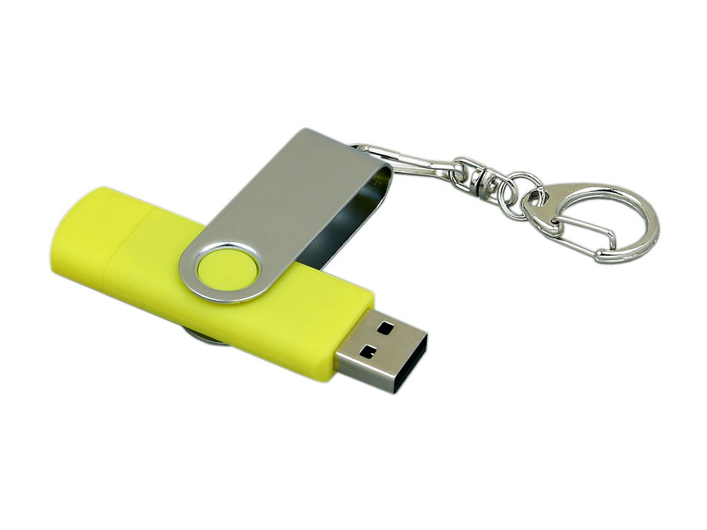Флеш-накопитель 32 ГБ с поворотным USB 2.0 и Micro USB разъёмом